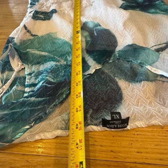 Komarov XL Crinkle Chiffon Floral Maxi Dress USA Lace Romantic Elegant - Picture 12 of 13